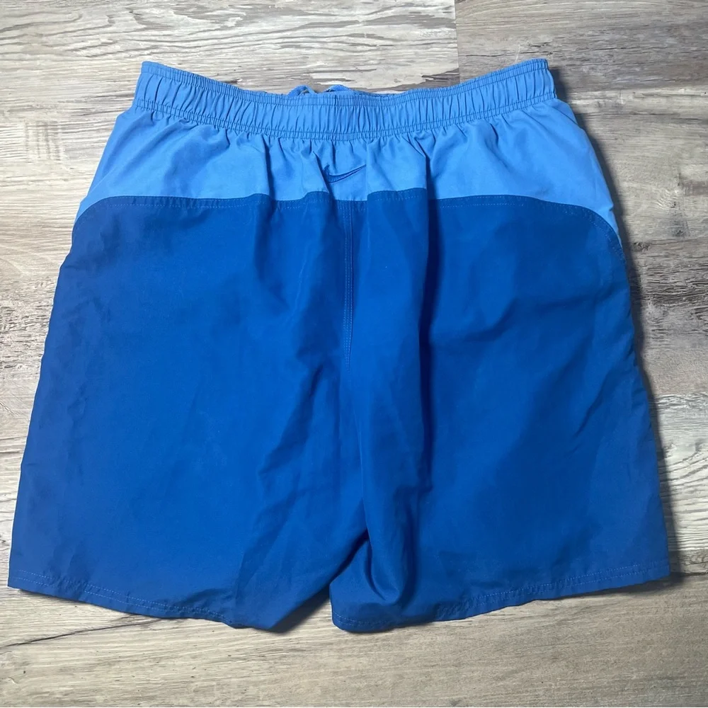 Nike‎ Swim Trunks Shorts Mens Large Blue Pockets Embroidered Swoosh 7
